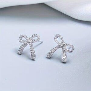 NEW - Silver coquette bow earrings, Office Jewelry, Minimalist jewelry, Bows